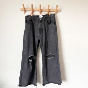 Princess Polly Black Wide Leg Distressed Jeans