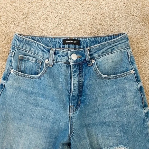 Prosperity Cotton High Rise Wide Leg Distressed Non Stretch Jeans Size 24