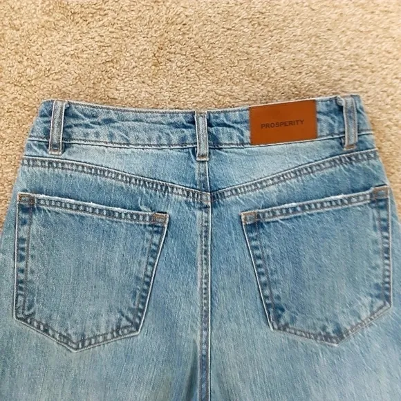 Prosperity Cotton High Rise Wide Leg Distressed Non Stretch Jeans Size 24