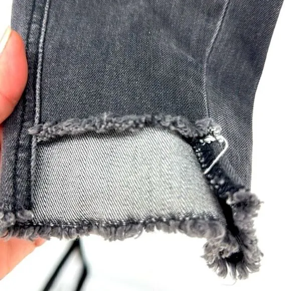 PS PARKER SMITH 26 Skinny Jeans Raw Step Hem Star Studded Seam Crop Faded Black