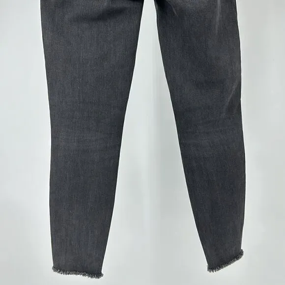 PS PARKER SMITH 26 Skinny Jeans Raw Step Hem Star Studded Seam Crop Faded Black