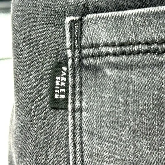 PS PARKER SMITH 26 Skinny Jeans Raw Step Hem Star Studded Seam Crop Faded Black