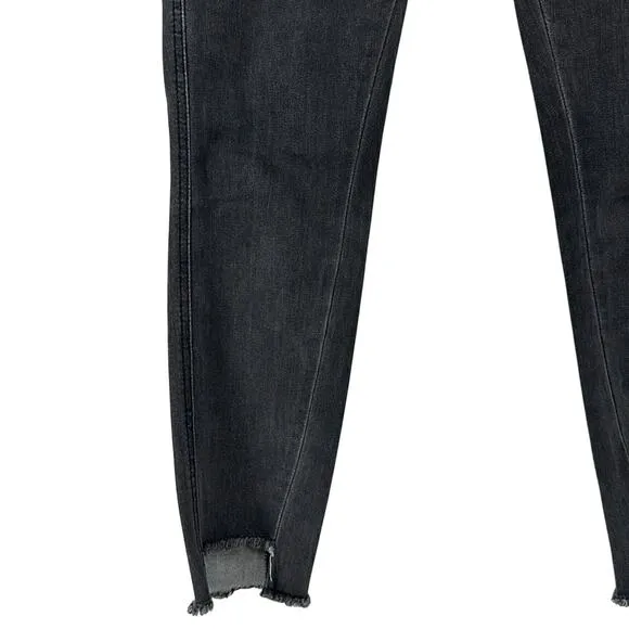 PS PARKER SMITH 26 Skinny Jeans Raw Step Hem Star Studded Seam Crop Faded Black