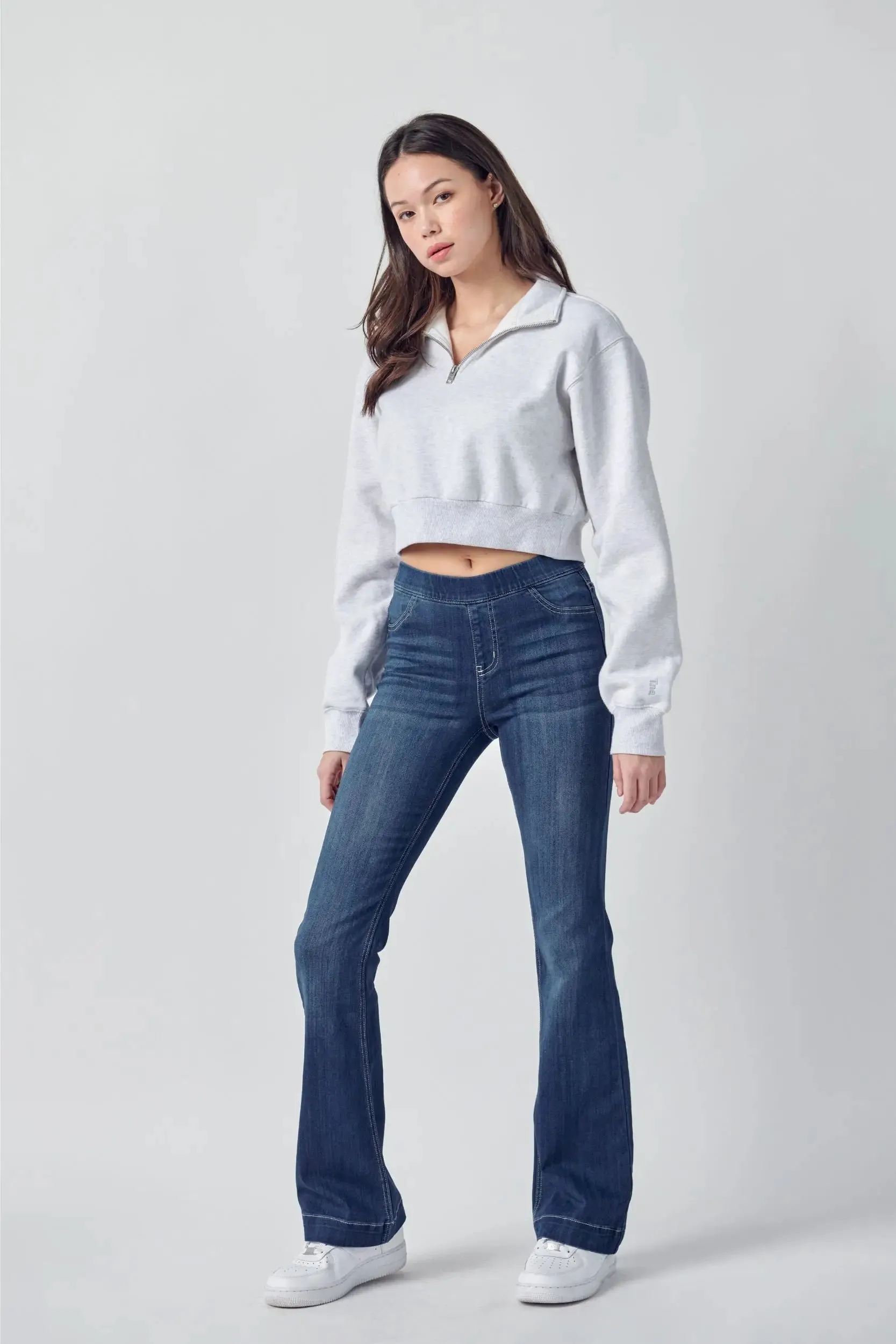 Pull On Flare Jeans with Stitching - 33”
