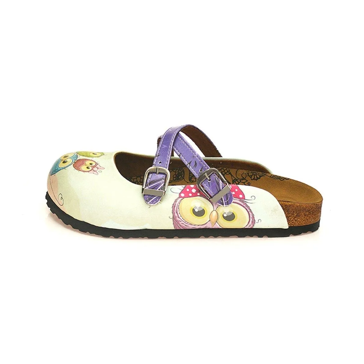 Purple Colored and Sweet Bear, and Colorful Owl Patterned Clogs - WCAL124