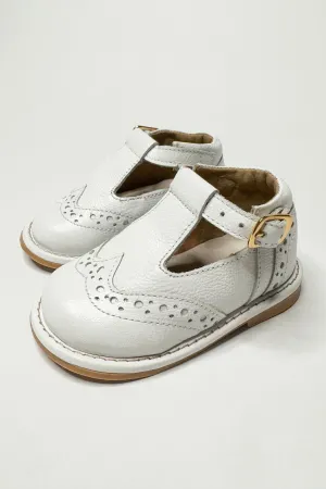 "Woody" White Leather Shoes