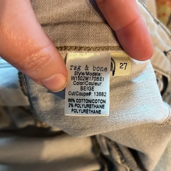 Rag &amp; Bone Beige Skinny Jeans