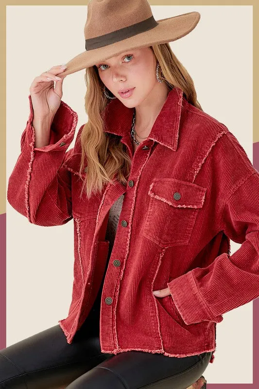 Raw Edge Corduroy Jacket