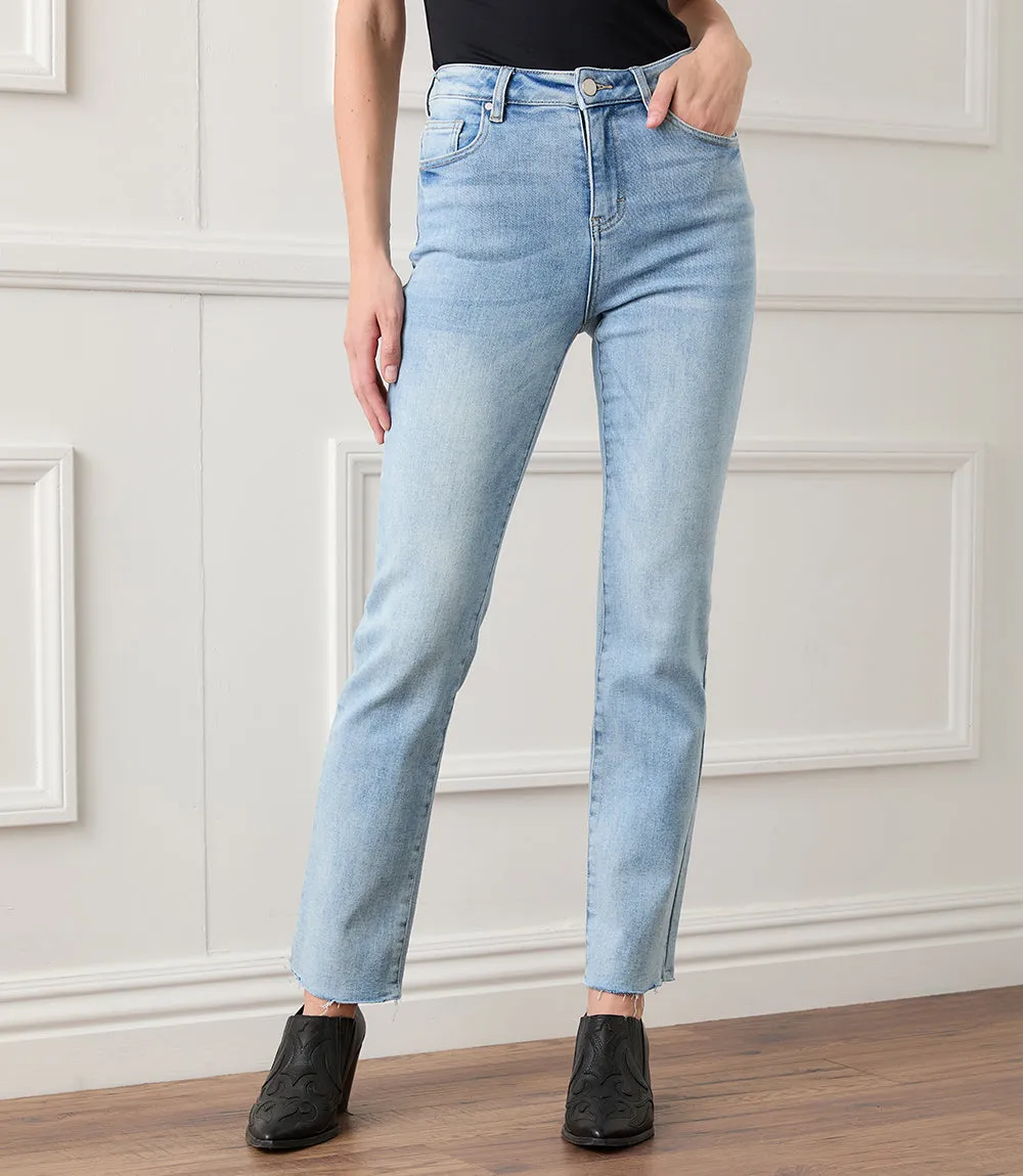 Raw Hem Straight Jeans