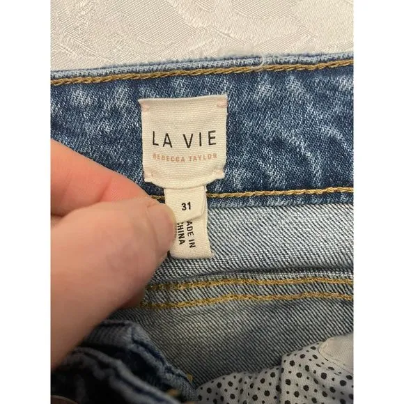 Rebecca Taylor‎ Ines Juliette Faded Whiskered Jeans Juliette Wash Size 31 LA VIE