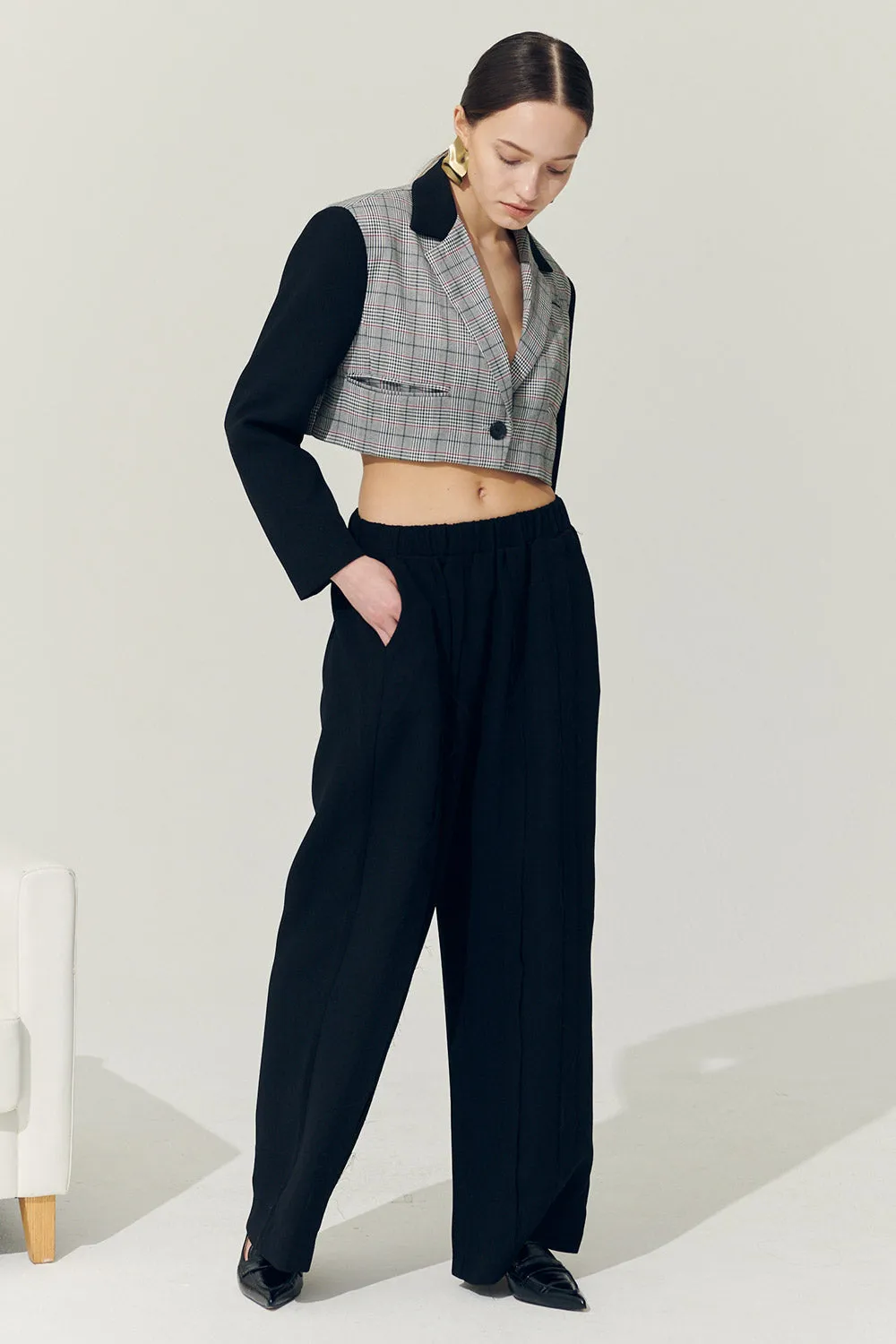Re:born Daisy One Button Crop Blazer