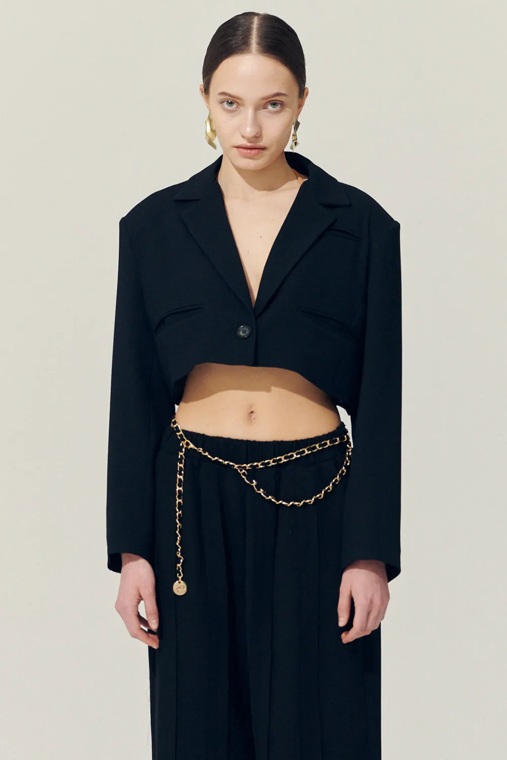 Re:born Daisy One Button Crop Blazer