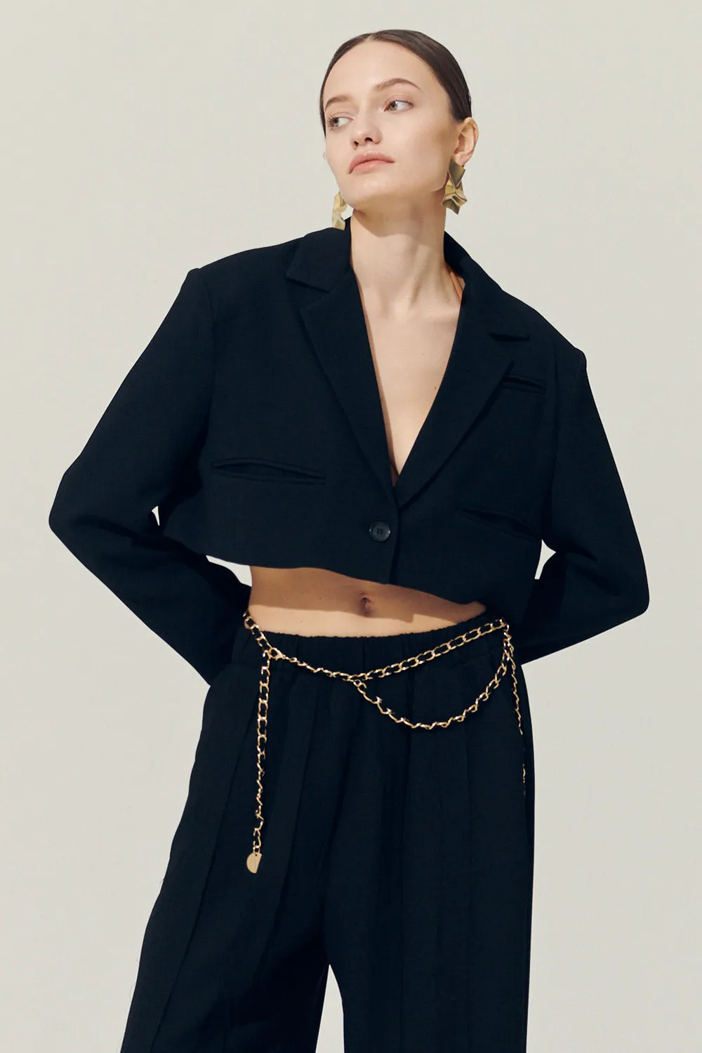 Re:born Daisy One Button Crop Blazer