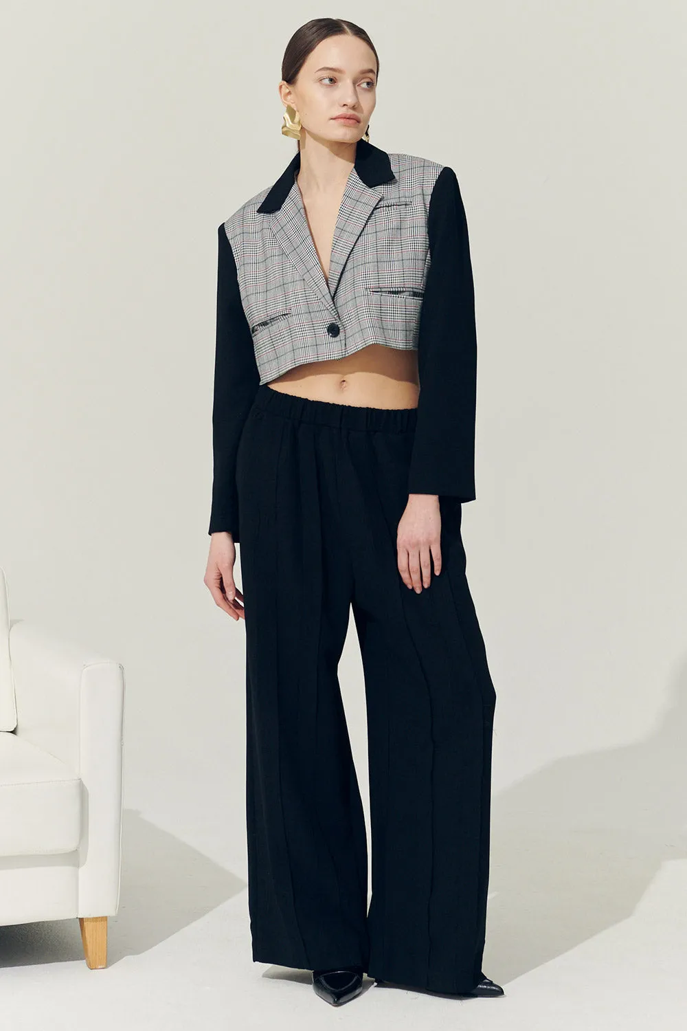 Re:born Daisy One Button Crop Blazer