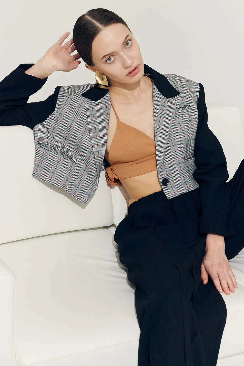 Re:born Daisy One Button Crop Blazer