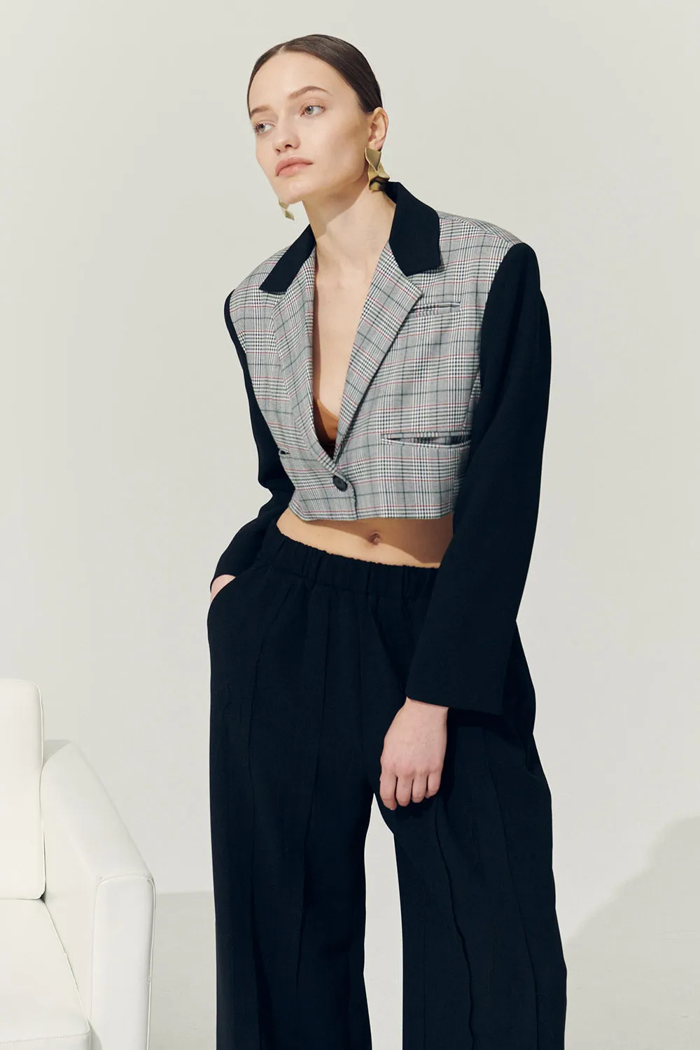 Re:born Daisy One Button Crop Blazer