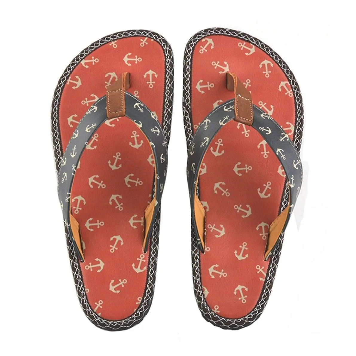 Red & Navy Anchor Flip-Flop CAL412