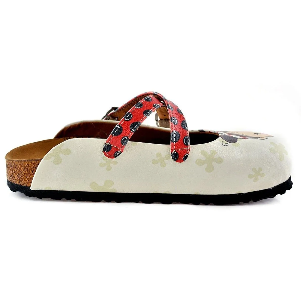 Red and Black Colored, Polkadot and Red Color Ladybug, Sweet Girl Patterned Clogs - WCAL120