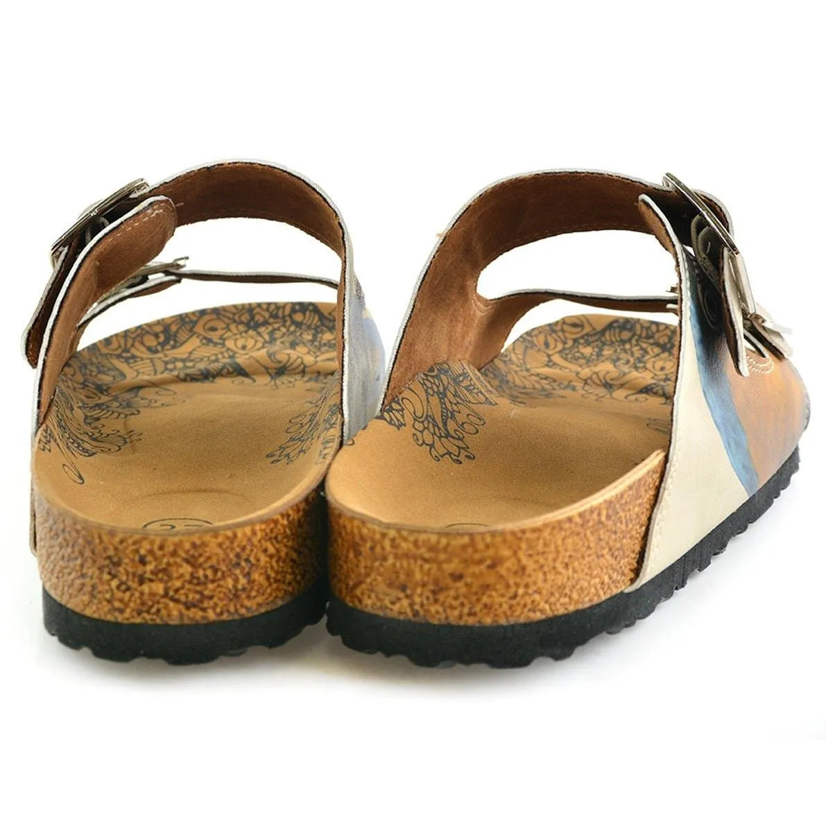 Red and Yellow Parrots Patterned Sandal - CAL208