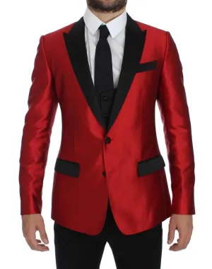 Red Black Silk 2 Piece Blazer
