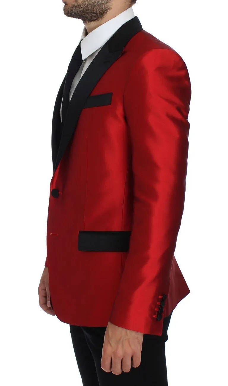 Red Black Silk 2 Piece Blazer
