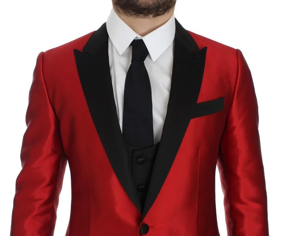 Red Black Silk 2 Piece Blazer