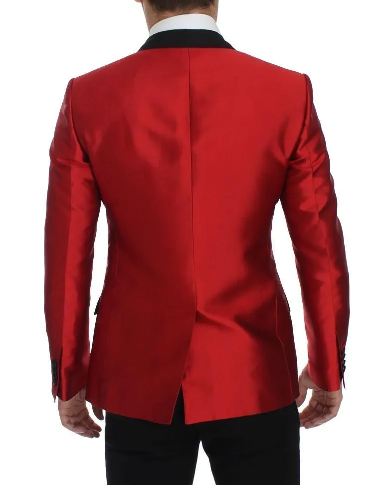 Red Black Silk 2 Piece Blazer