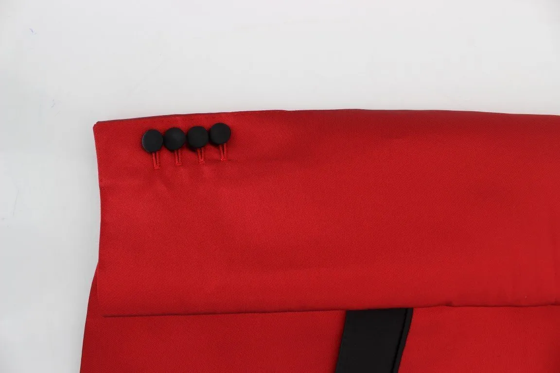 Red Black Silk 2 Piece Blazer