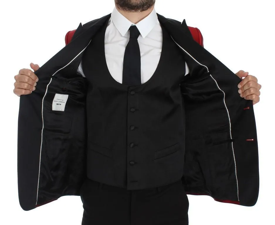Red Black Silk 2 Piece Blazer