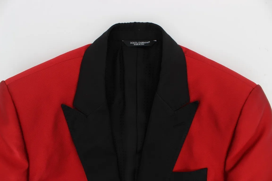 Red Black Silk 2 Piece Blazer