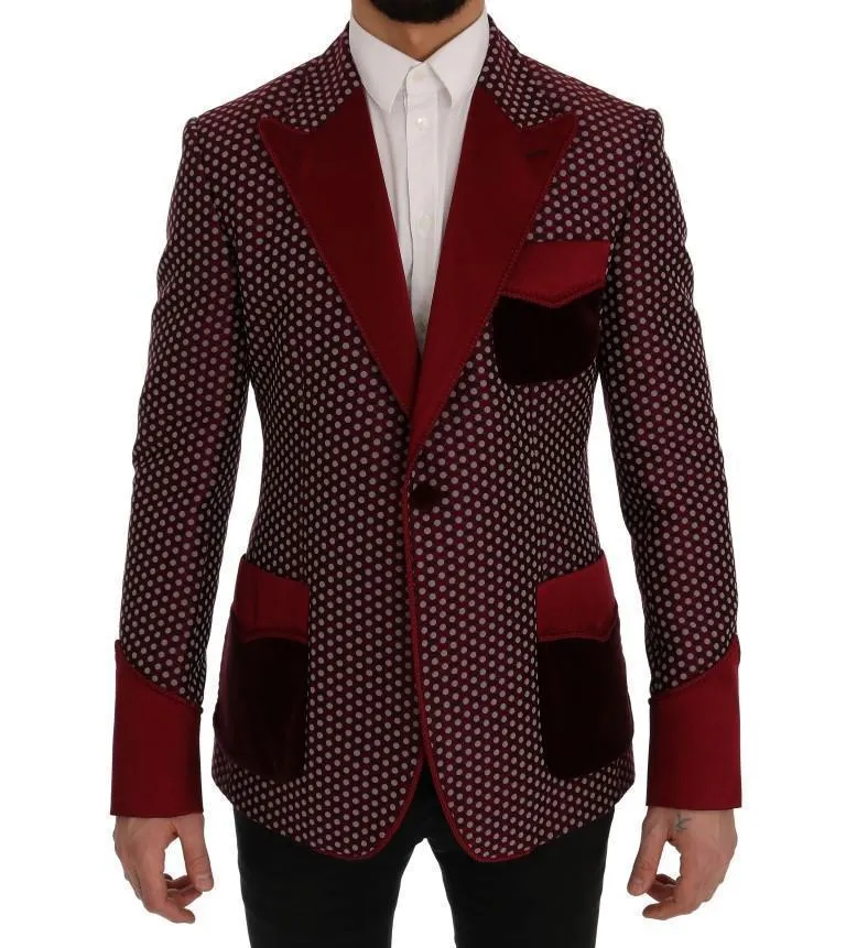Red One Button Slim Fit Blazer Jacket