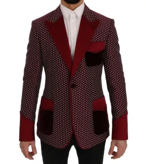 Red One Button Slim Fit Blazer Jacket