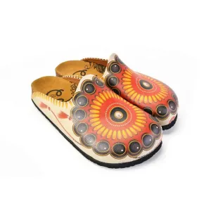 Red, Orange, Black, Yellow and Bead Pattern Clogs - CAL1402