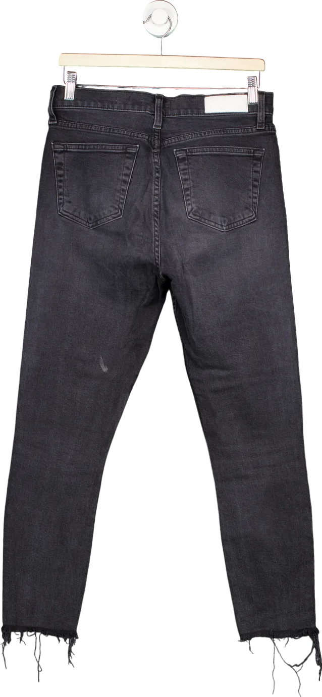 RE/DONE Faded Black High Rise Ankle Crop Jeans UK W29