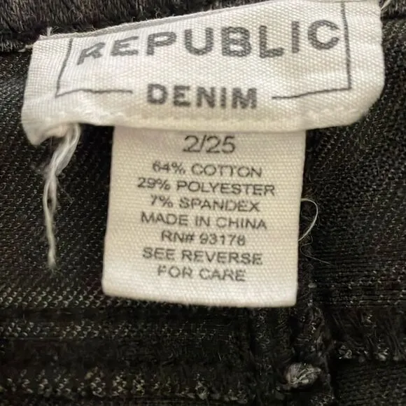 Republic Denim Black faded Jeans Size 2/ 25