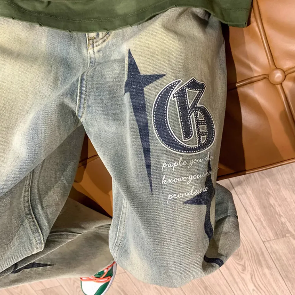 Retro Distressed Cross Jeans