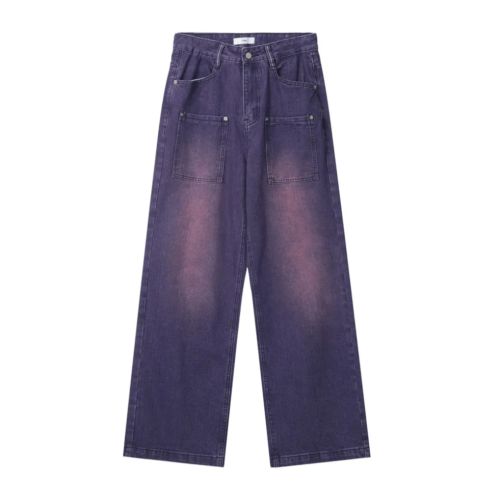 Retro Fading Straight Leg Purple Jeans