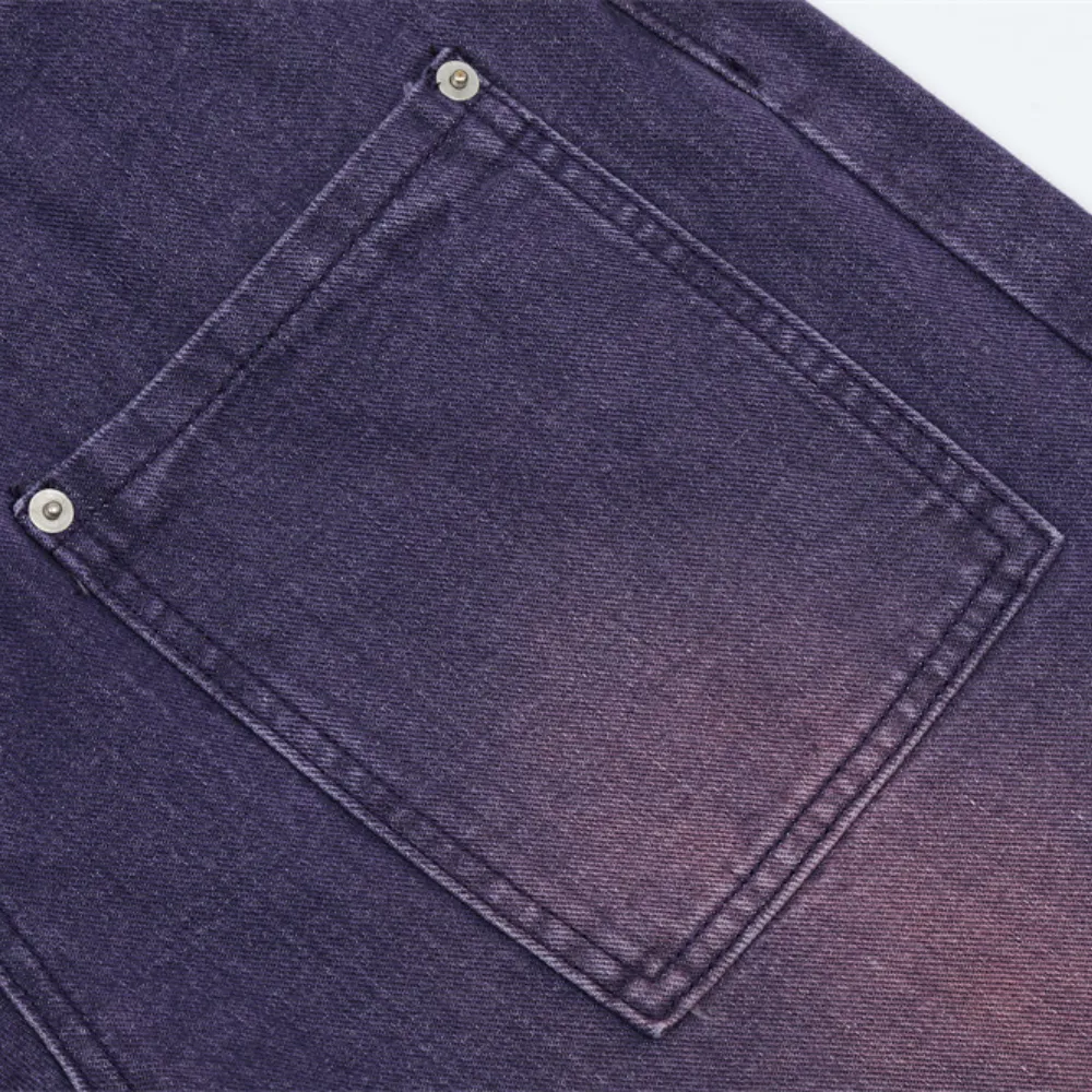 Retro Fading Straight Leg Purple Jeans