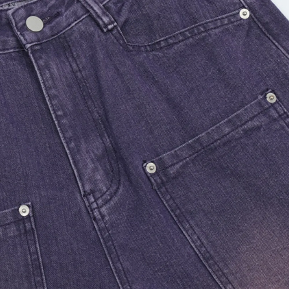 Retro Fading Straight Leg Purple Jeans