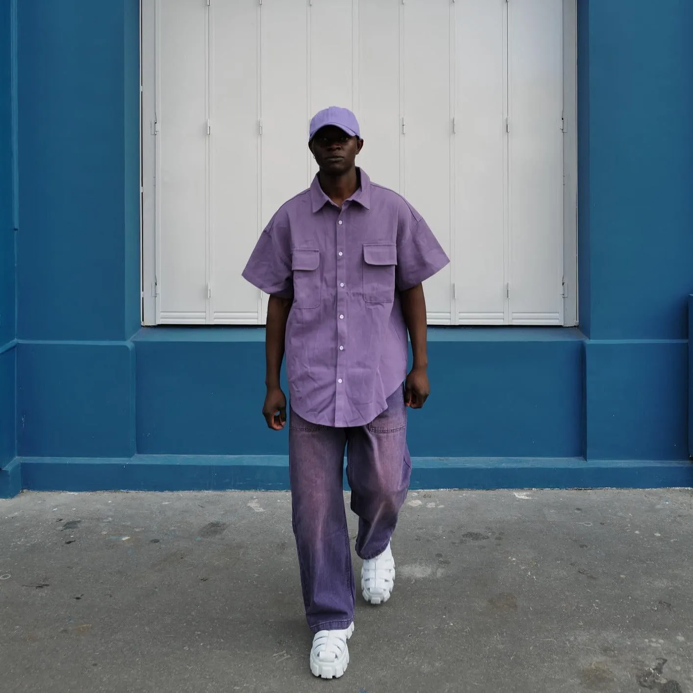 Retro Fading Straight Leg Purple Jeans