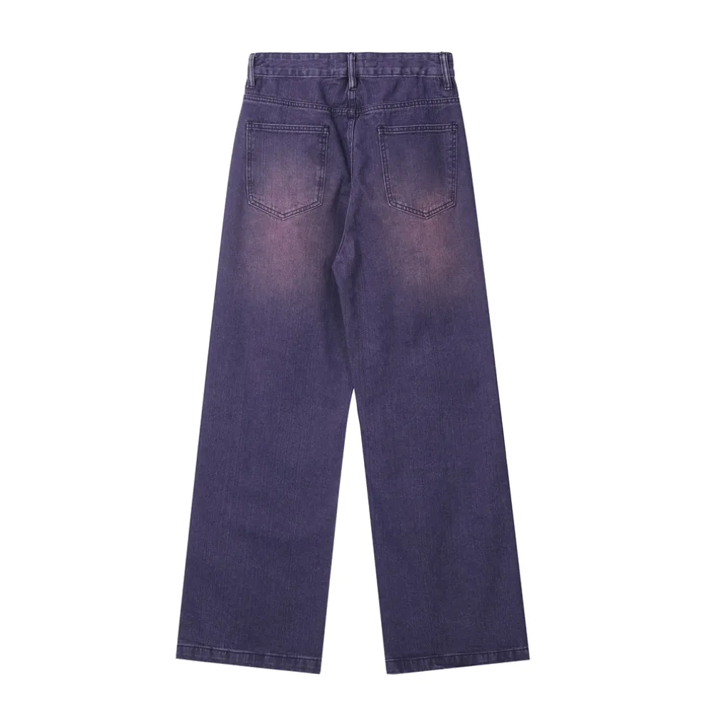 Retro Fading Straight Leg Purple Jeans