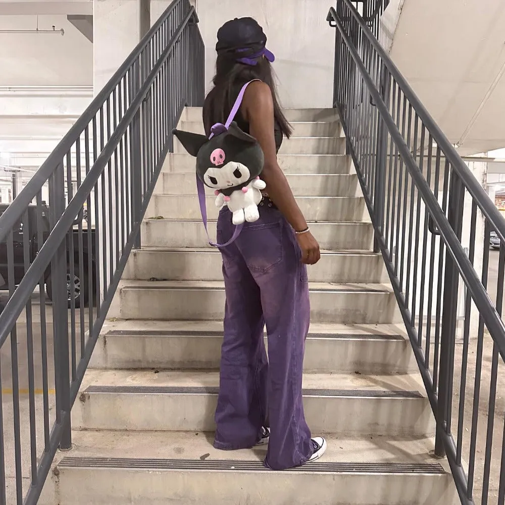 Retro Fading Straight Leg Purple Jeans