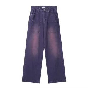 Retro Fading Straight Leg Purple Jeans