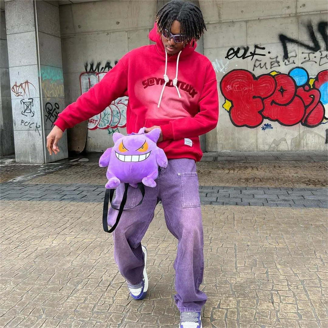 Retro Fading Straight Leg Purple Jeans