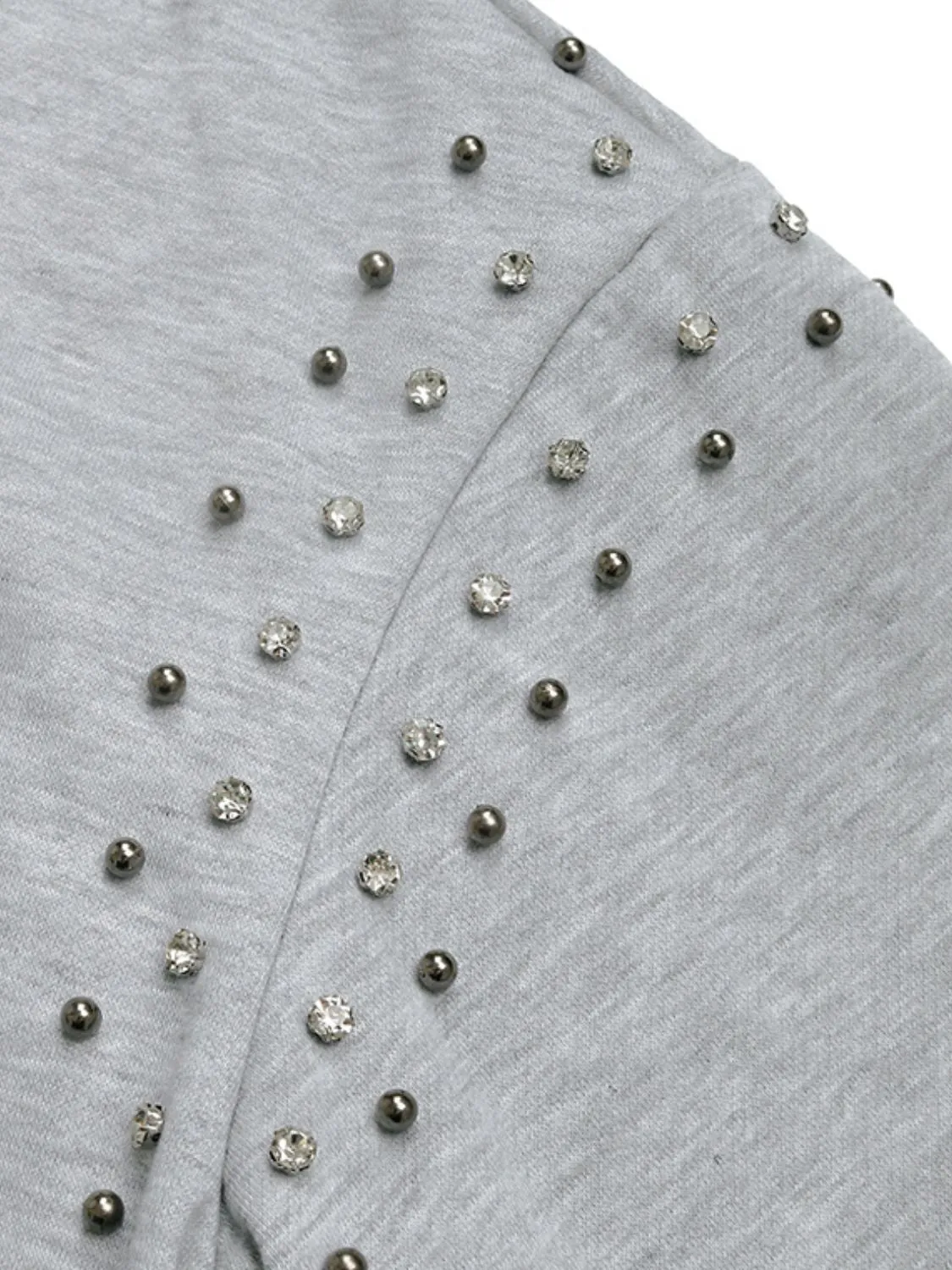 Rhinestone Zip Up Long Sleeve Hoodie