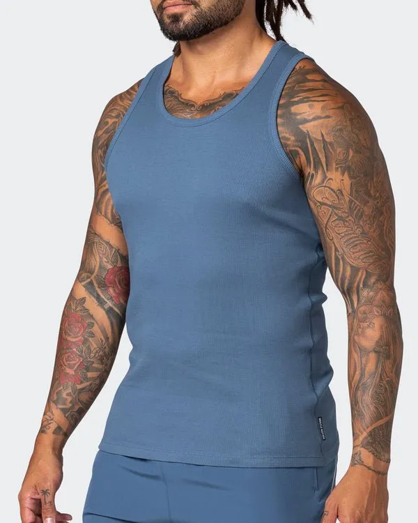Rib Fitted Training Tank - Denim Blue