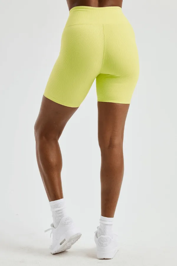 Ribbed V Waist Biker Short - Lime