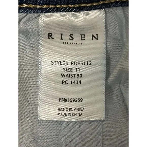 RISEN Crop Boyfriend Destroyed Jeans Cuff Raw Hem Distressed Holes Ripped 11/30