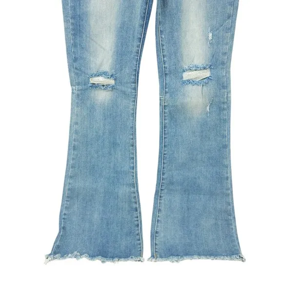 Risen Los Angeles Jeans Distressed Flare High Rise 31/13 Stretch Frayed Hem NWT