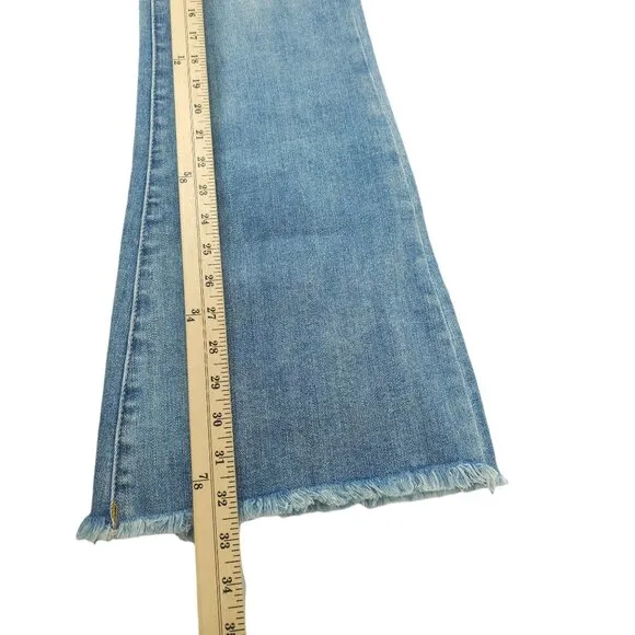 Risen Los Angeles Jeans Distressed Flare High Rise 31/13 Stretch Frayed Hem NWT